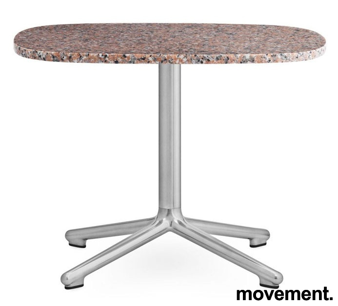Stk. 9 Era Table 60x48, 5cm Rosa granitt, understell i polert aluminium, Ubrukt Normann Copenhagen 4.