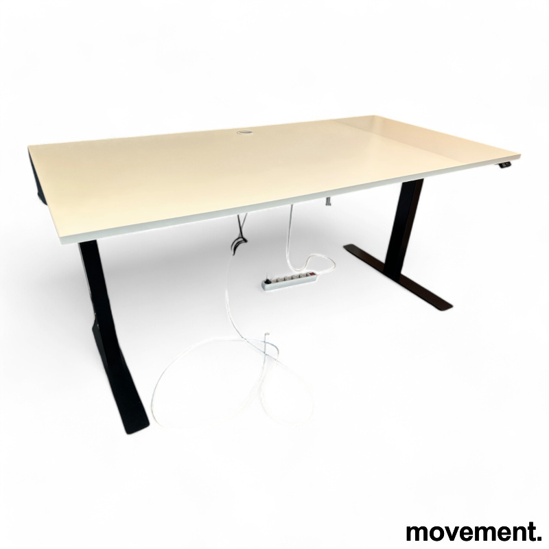 Hevsenk 160x80cm Hvit laminat, sort - 1 / 2