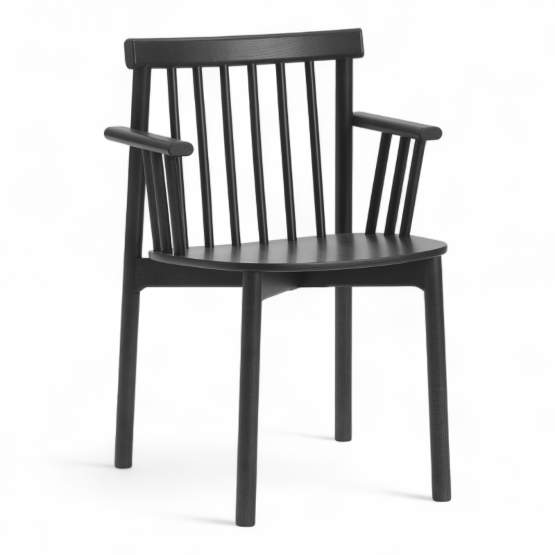 Pind Armchair Sortbeiset askefiner,