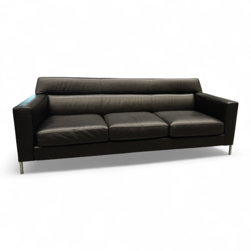 Steel 3-seter sofa Sort skinn,