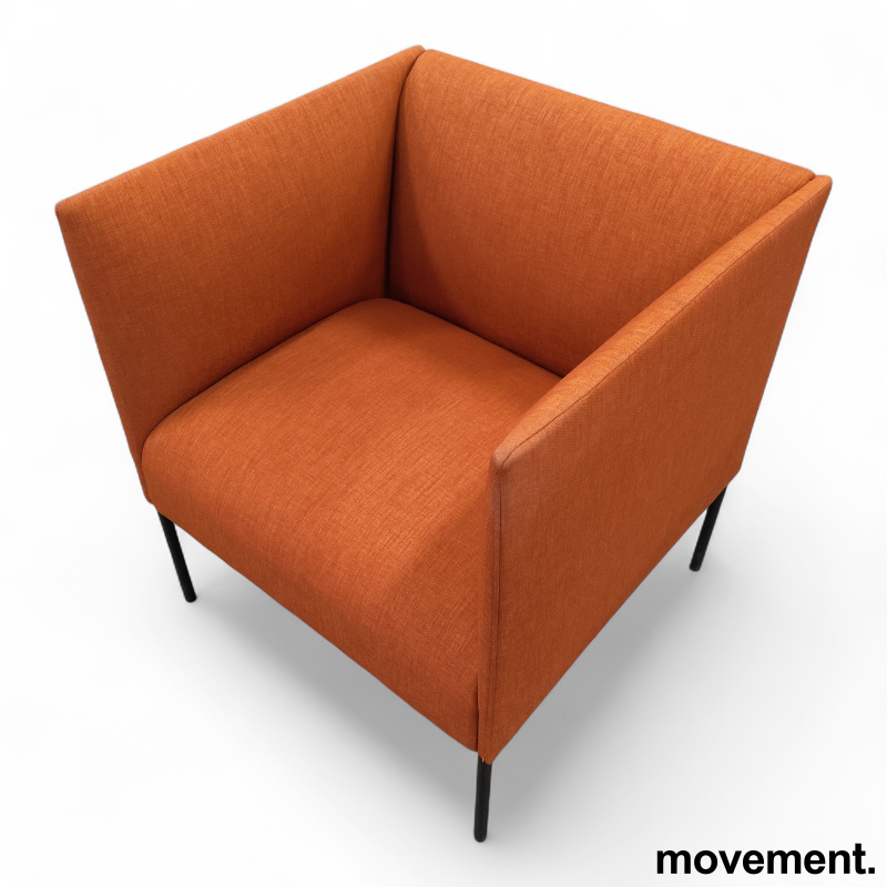 Stk. 1 Talk loungestol Orange stoff, ben i sort, Pent brukt Jonas Ihreborn 4.