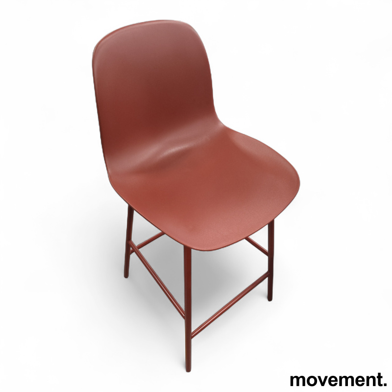 Stk. 6 Form barstol med høy rygg 65cm Rød(Mørk Rød), Pent brukt Normann Copenhagen 2.
