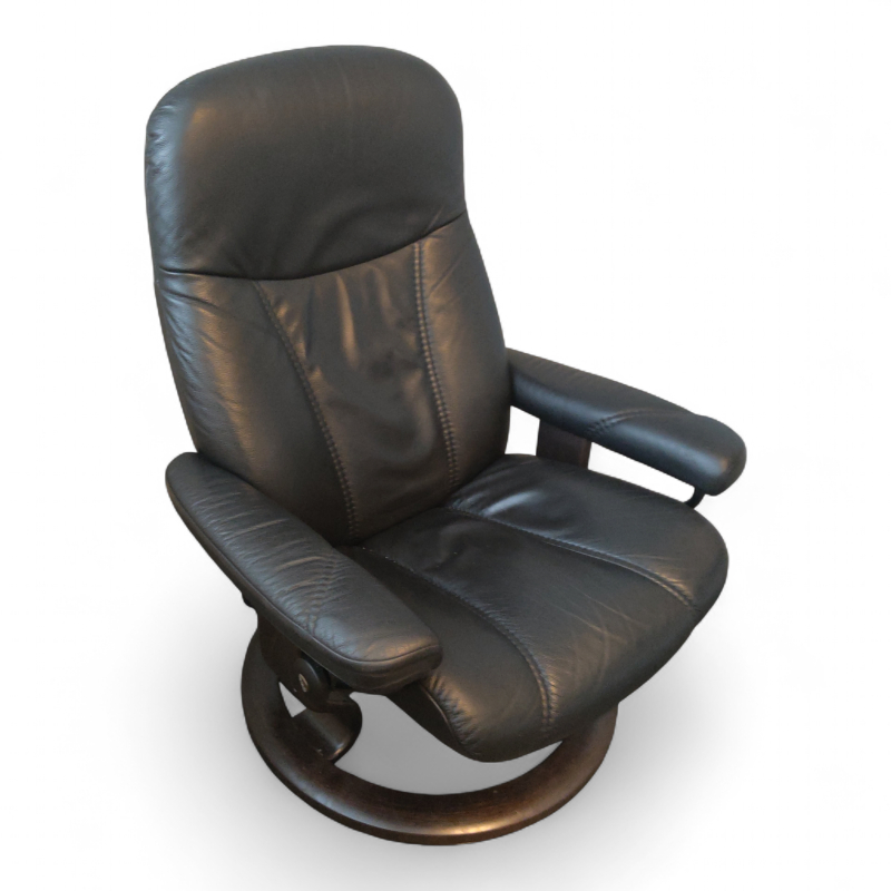 Stressless Consul (M)  Sort skinn,