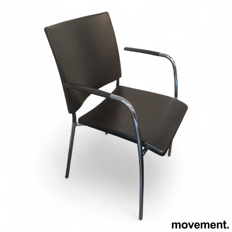 Spira armchair 4 legs Sort skinn, - 3 / 3