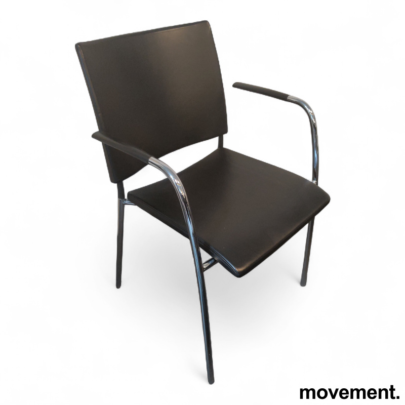 Spira armchair 4 legs Sort skinn, - 1 / 3