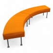 Longo buet benk 260cm Orange stoff, - 1 / 3
