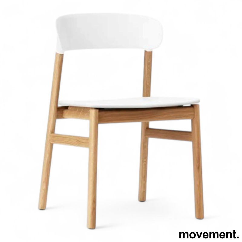 Herit Chair Hvit plast, ben i eik, - 1 / 2