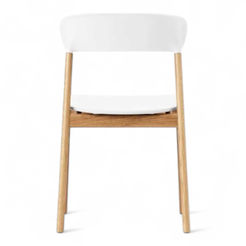 Herit Chair Hvit plast, ben i eik,