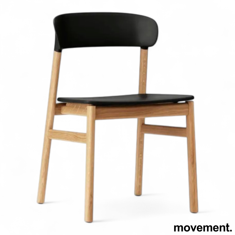 Herit Chair Sort plast, ben i eik, - 1 / 2
