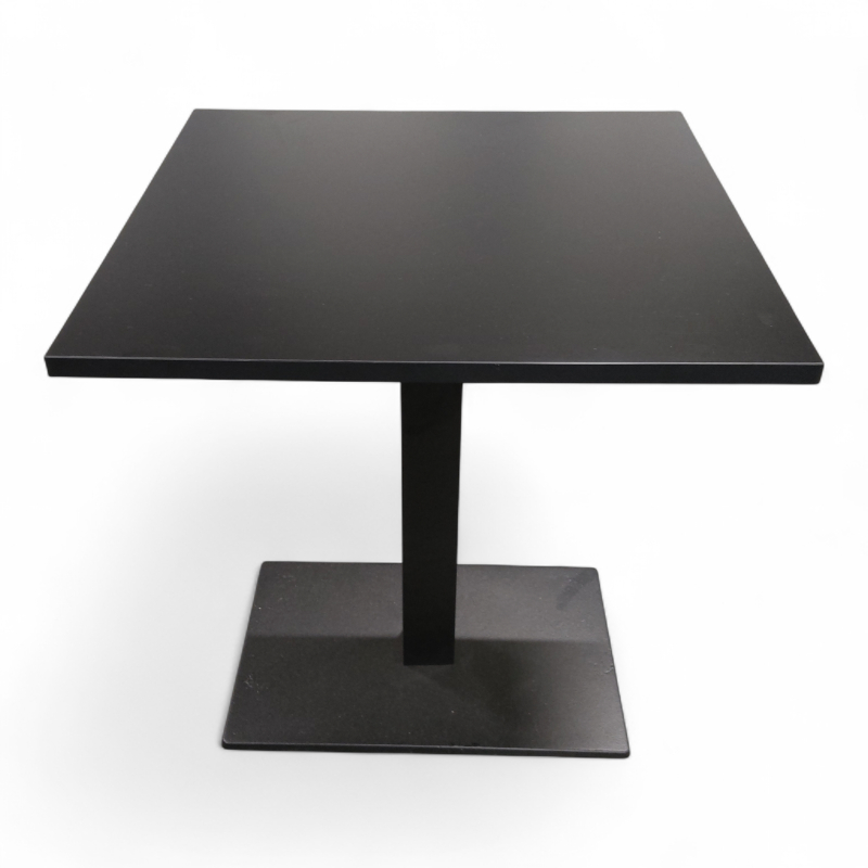 Inox kafebord 70x70cm Sort laminat,