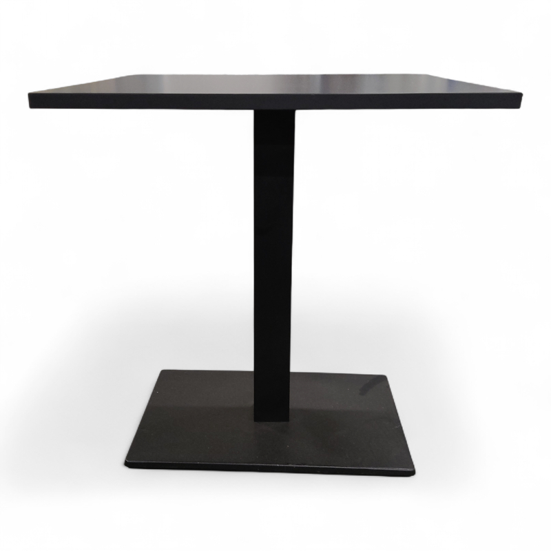 Inox kafebord 70x70cm Sort laminat,