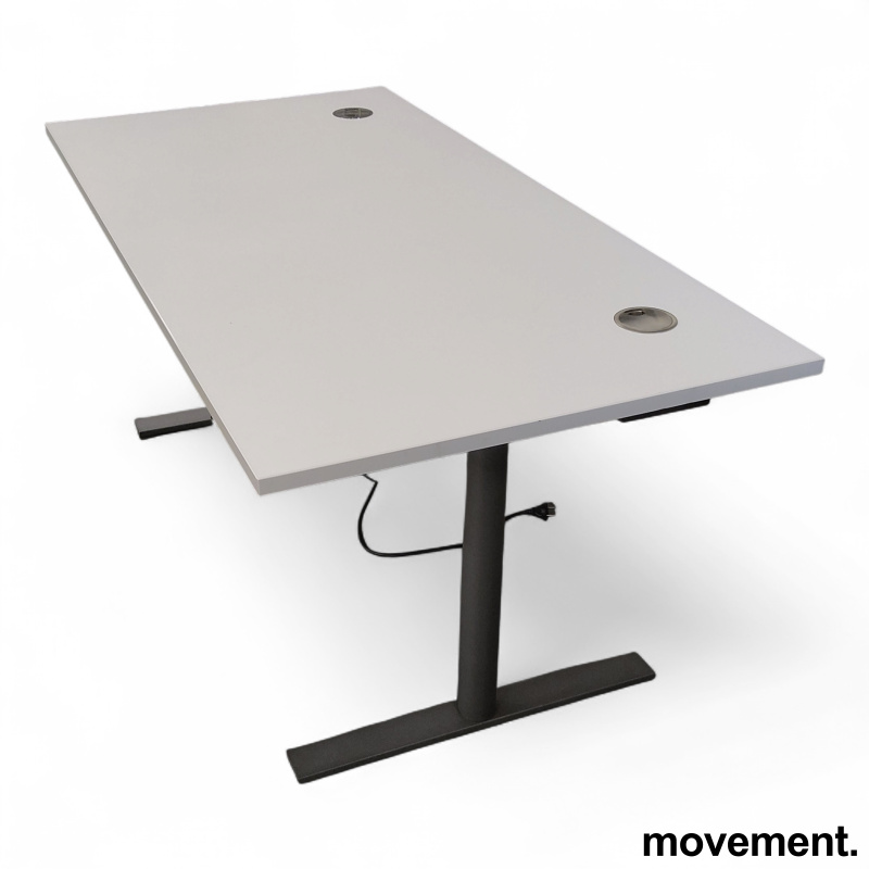 Hevsenk 160x80cm Hvit laminat, rund - 1 / 2