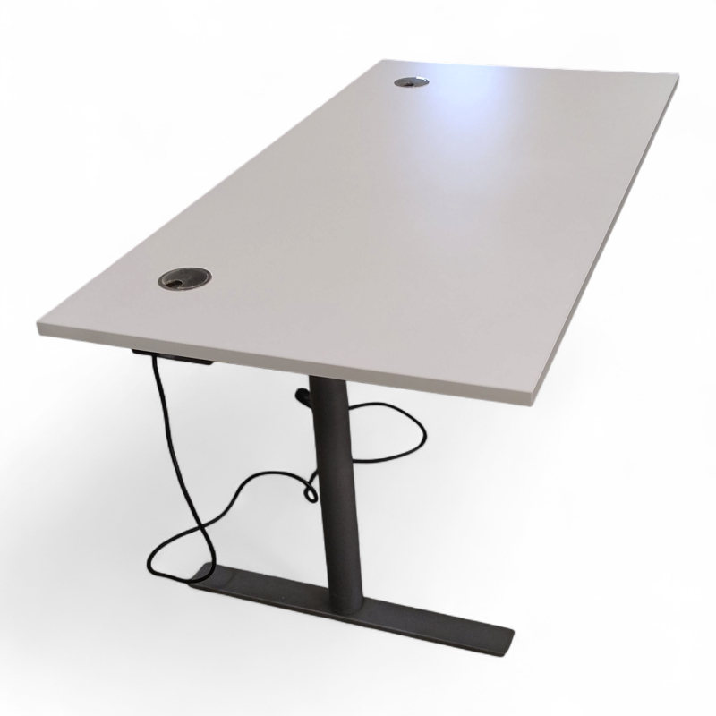 Hevsenk 160x80cm Hvit laminat, rund