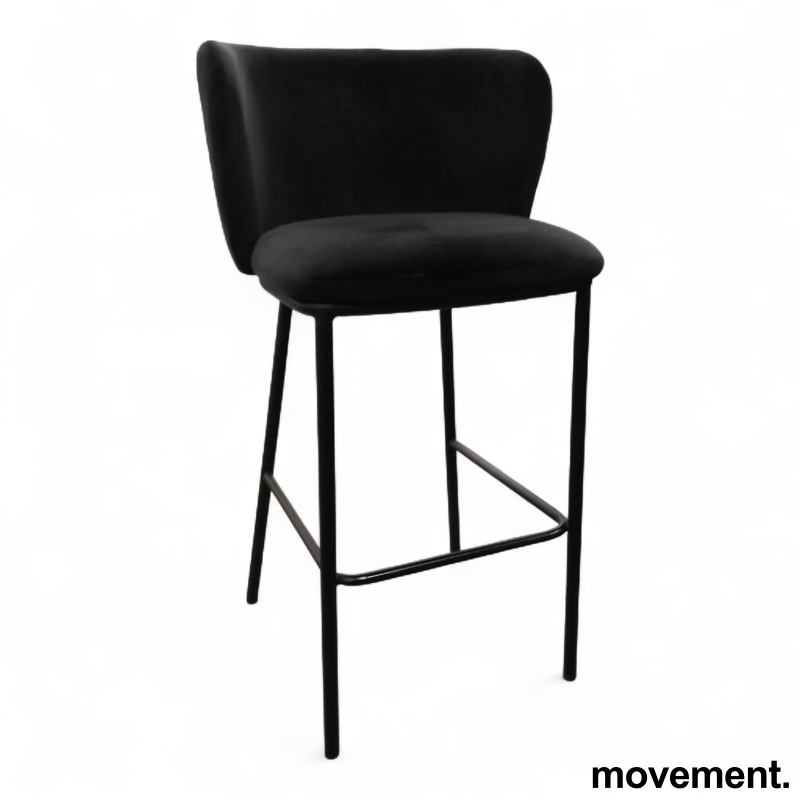 Kave barstol, 73cm Sort velour - 1 / 2