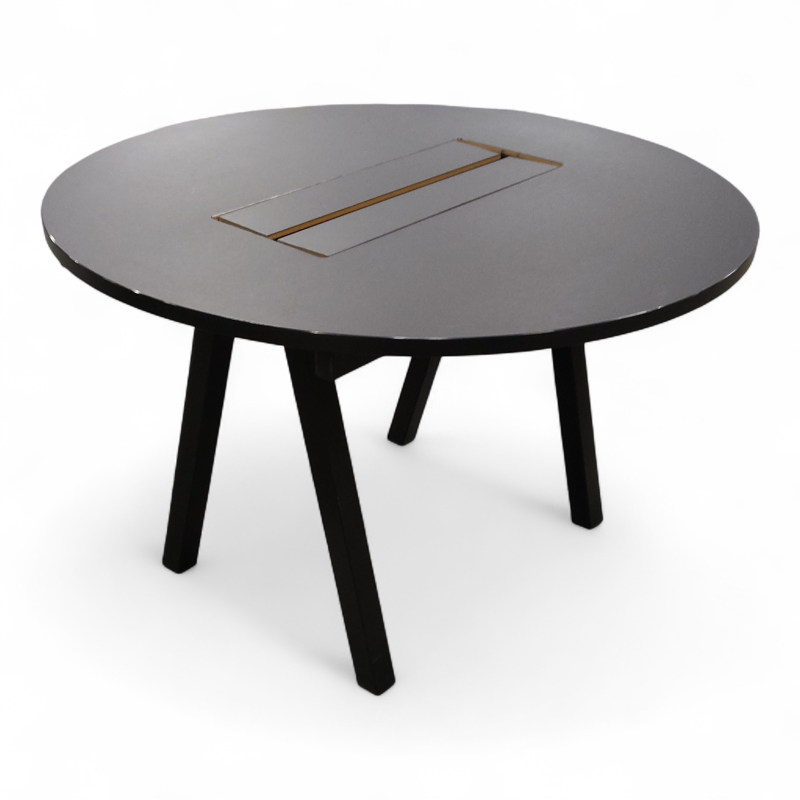 Lux møtebord Ø=120cm Sort linoleum,