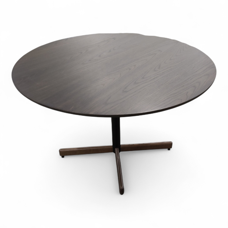 Myk møtebord Ø=120cm Brunbeiset